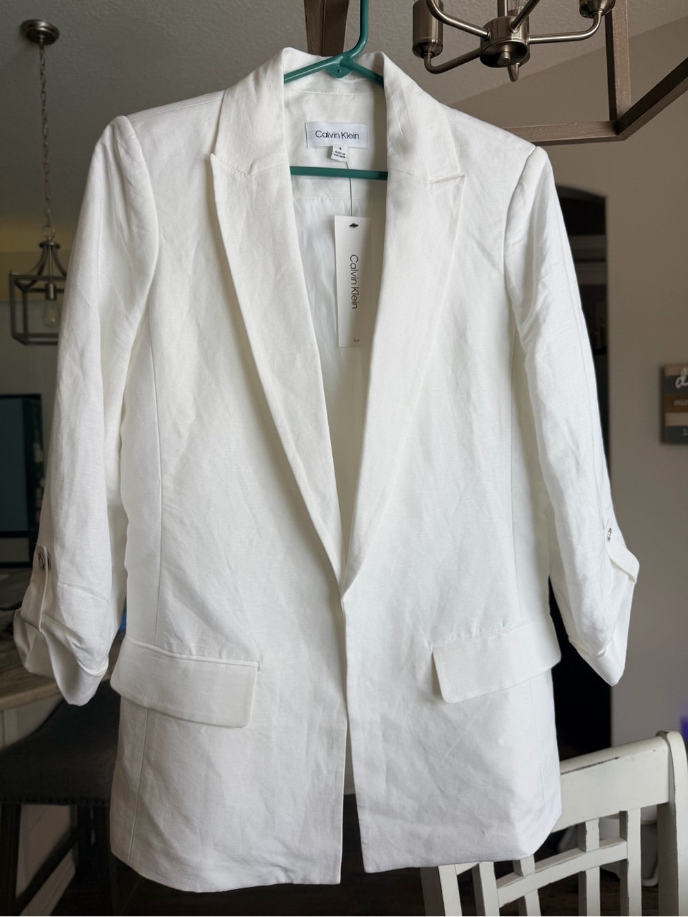 Calvin Klein White Women's Single-Button Blazer - Picture 2 of 8